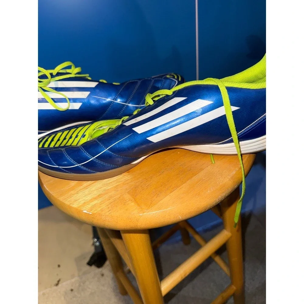 Adidas F50 Adizero Indoor Soccer Shoes Blue‎ Lime Green Adiprene Sneakers Mens